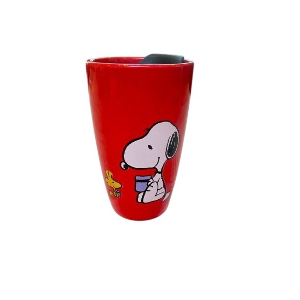 Snoopy Peanuts Stoneware Travel Mug Red Modern Gourmet‎ Foods 2021